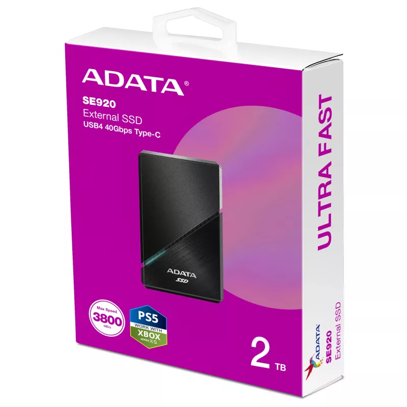 ADATA SE920 Technologia Thunderbolt 2 TB USB Type-C 3.2 Gen 2 (3.1 Gen 2) czarny