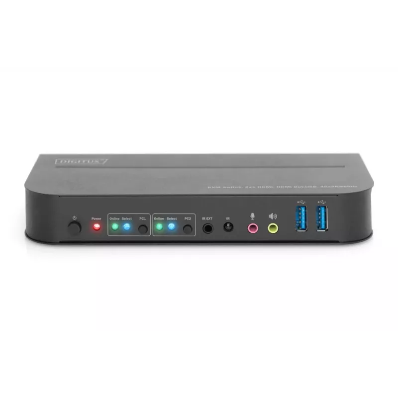 DIGITUS KVM Switch - 2x1 HDMI, Wyjście HDMI, USB, 4Kx2K@60Hz