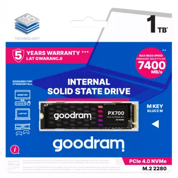 Goodram PX700 SSD SSDPR-PX700-01T-80 wewnętrzny dysk półprzewodnikowy 1 TB M.2 PCI Express 4.0 NVMe 3D NAND
