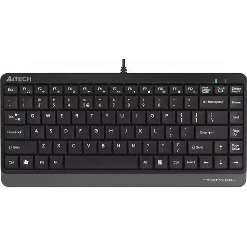 Przewodowa klawiatura USB A4Tech FStyler FK11 — kompaktowy układ standardowy, angielska, 12 klawiszy skrótu, podpórka pod nadgarstki, kabel 1,5 m