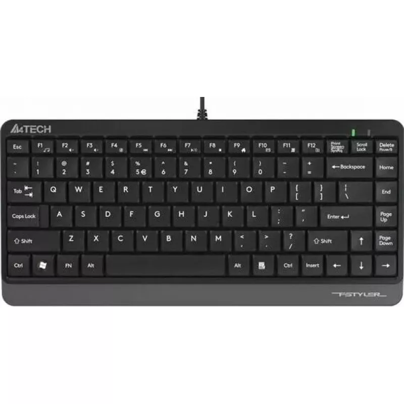 Przewodowa klawiatura USB A4Tech FStyler FK11 — kompaktowy układ standardowy, angielska, 12 klawiszy skrótu, podpórka pod nadgarstki, kabel 1,5 m