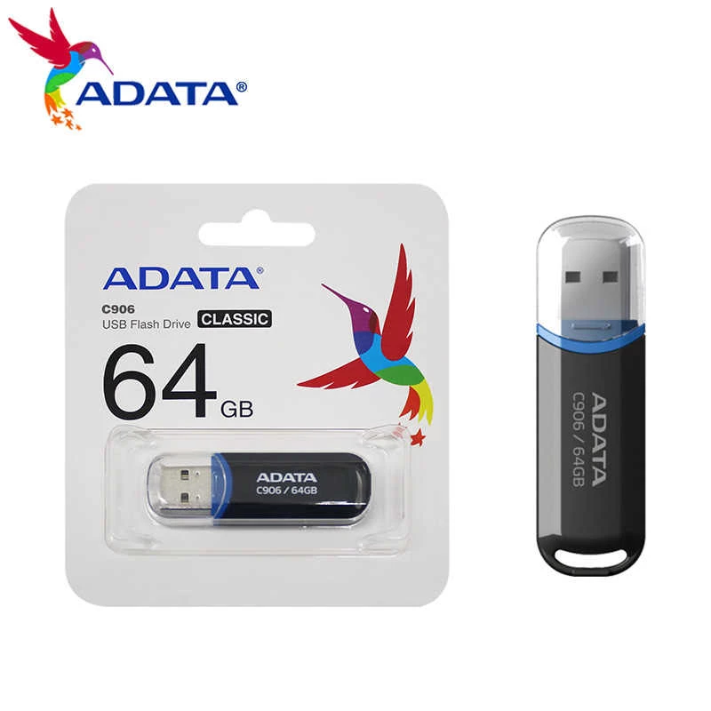 Pamięć USB ADATA C906 64 GB USB Type-A 2.0, czarna, złącze chronione nakładką