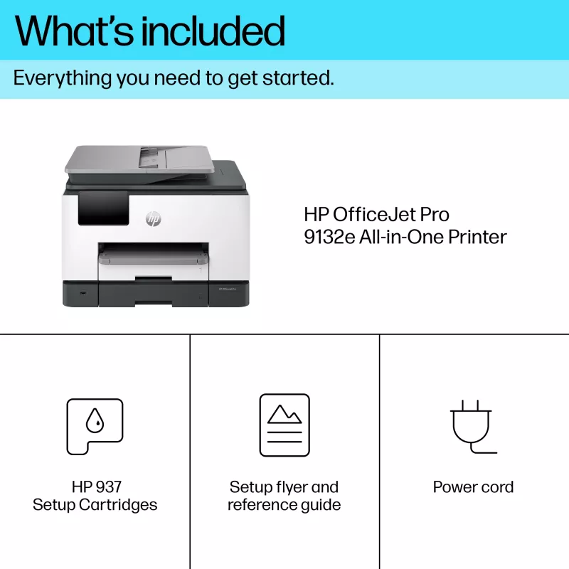 HP OfficeJet Pro 9132e Bezprzewodowa kolorowa drukarka wielofunkcyjna, Instant Ink; Druk dwustronny