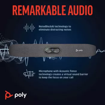 HP Poly Studio R30 USB Video Bar, Wietnam, 0 - 40 °C, 15 - 80%, 0 - 3000 m, Windows 8, Windows 8.1, Windows 10, Windows 11, Mac OS X 10.10 Yosemite, MacOS
