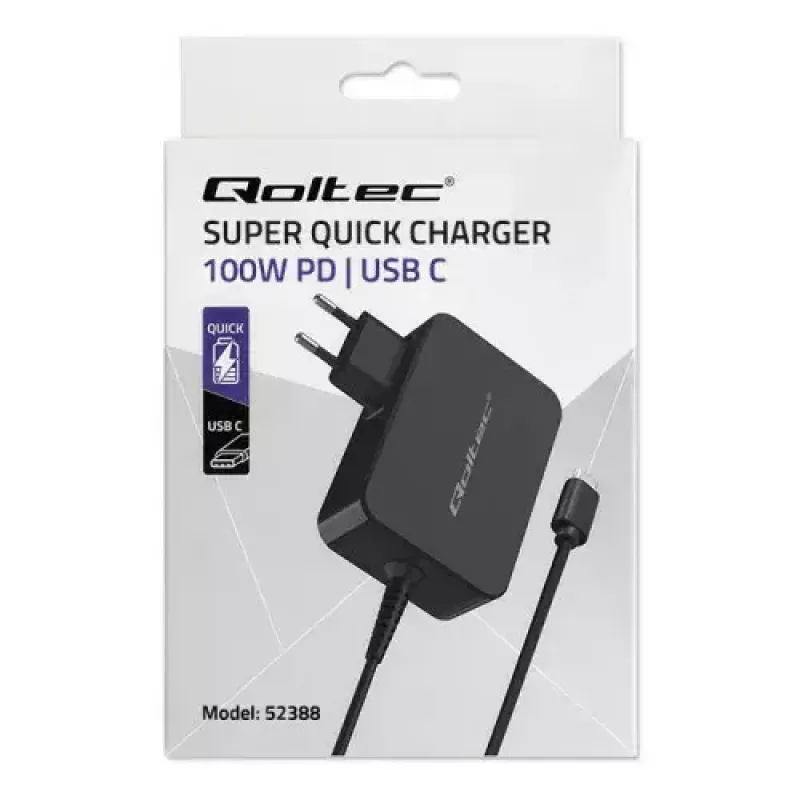 Ładowarka Qoltec 52388 Indoor Fast Charging 20V 5A Czarny