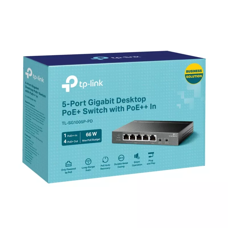 TP-Link TL-SG1005P-PD przełącznik sieciowy Gigabit Ethernet (10/100/1000) Power over Ethernet (PoE) Czarny