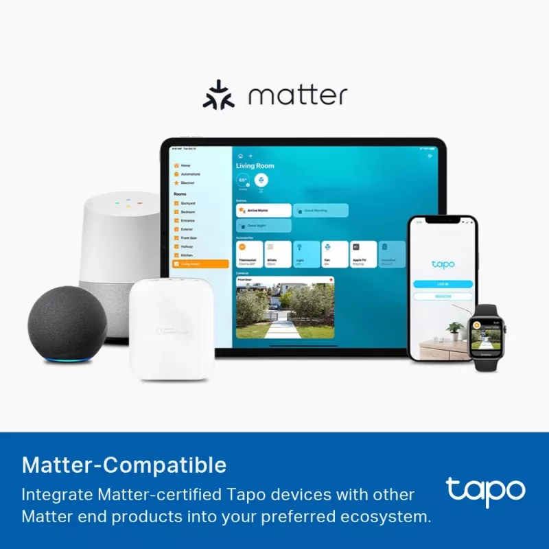 TP-Link Tapo Smart Light Bulb, Multicolor,Matter, Inteligentna żarówka, Wi-Fi/Bluetooth, Biały, 802.11b, 802.11g, Wi-Fi 4 (802.11n), WPA-PSK, WPA2-PSK, WPA3-SAE, LED