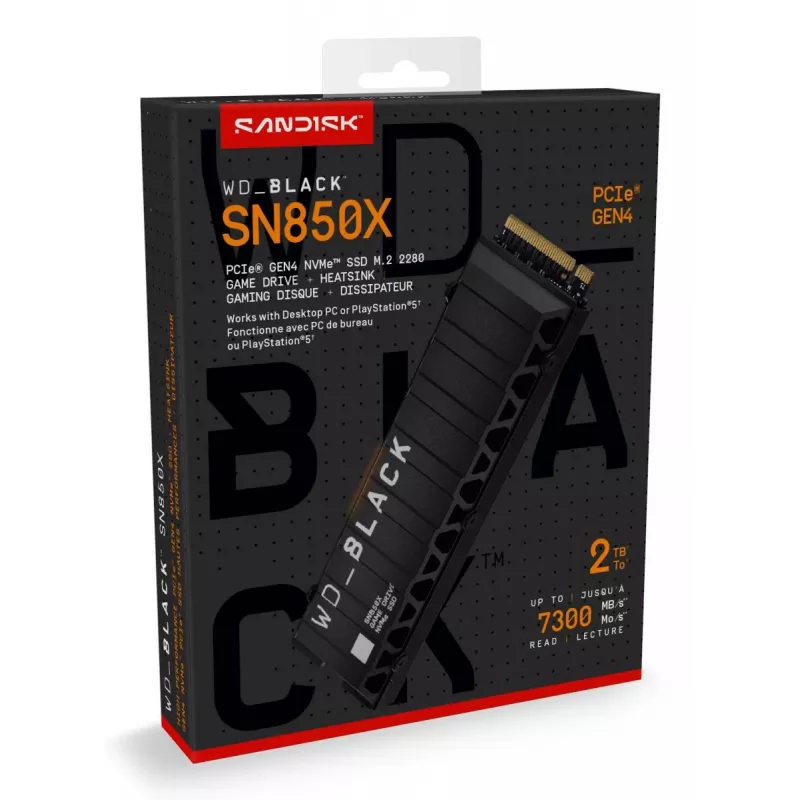 WESTERN DIGITAL SSD - WD_Czarny SN850X - 2TB - PCIe Gen4 x4 - M.2 2280 - Z radiatorem