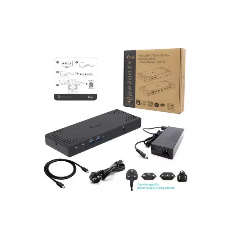 i-tec USB-C Triple Display Docking Station Gen 2 Power Delivery 100W Wired 3.2