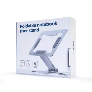 Podstawka pod laptop Gembird NBS-D1-03 srebrna aluminium do 39,6 cm (15,6 cala), składana, wysokość 60 mm, maks. obciążenie 5 kg