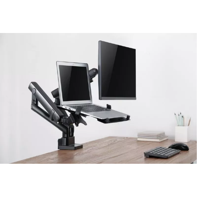 REGULOWANE RAMIĘ DO MONITORA MOCOWANE NA BIURKU Z PÓŁKĄ NA LAPTOP (PEŁNY RUCH) GEMBIRD