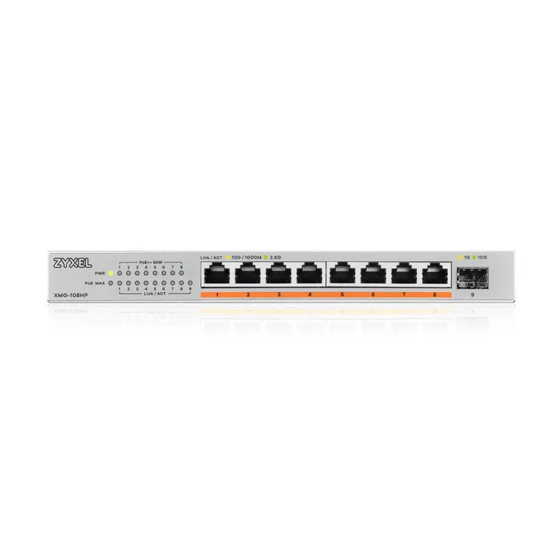 Zyxel XMG-108HP Niezarządzalny 2.5G Ethernet (100/1000/2500) Power over Ethernet (PoE)