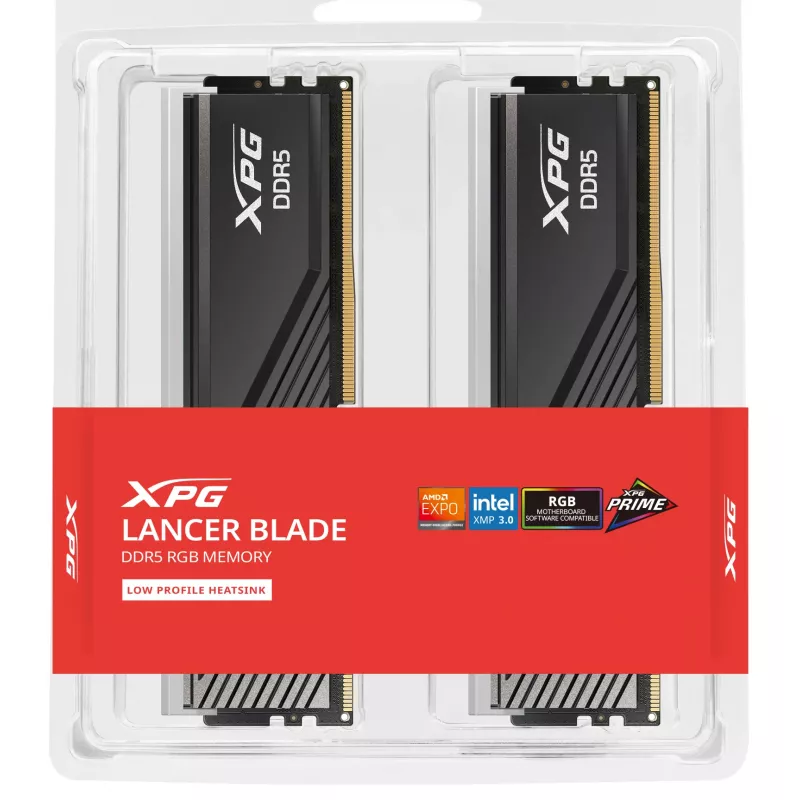 DIMM 32 GB DDR5-6000 (2x 16 GB) Dual-Kit, Arbeitsspeicher schwarz, AX5U6000C3016G-DTLABRBK, XPG Lancer Blade RGB, INTEL XMP, AMD EXPO