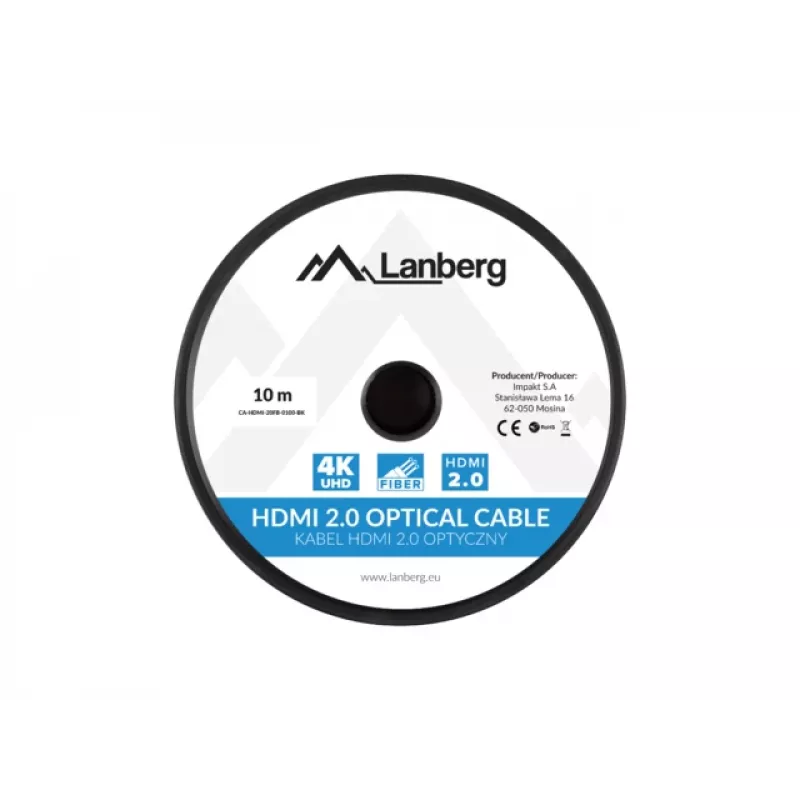 Kabel HDMI LANBERG M/m V2.0 Optical Aoc - 10m Czarny