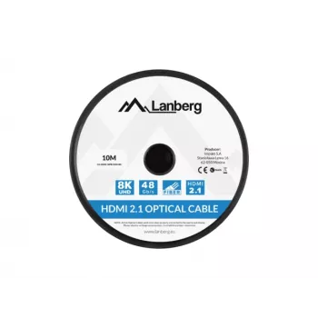 Kabel HDMI LANBERG CA-HDMI-30FB-0100-BK 10 m, HDMI Typ A 2.1, 48 Gbit/s, 144 Hz, HDR, ARC, Ethernet