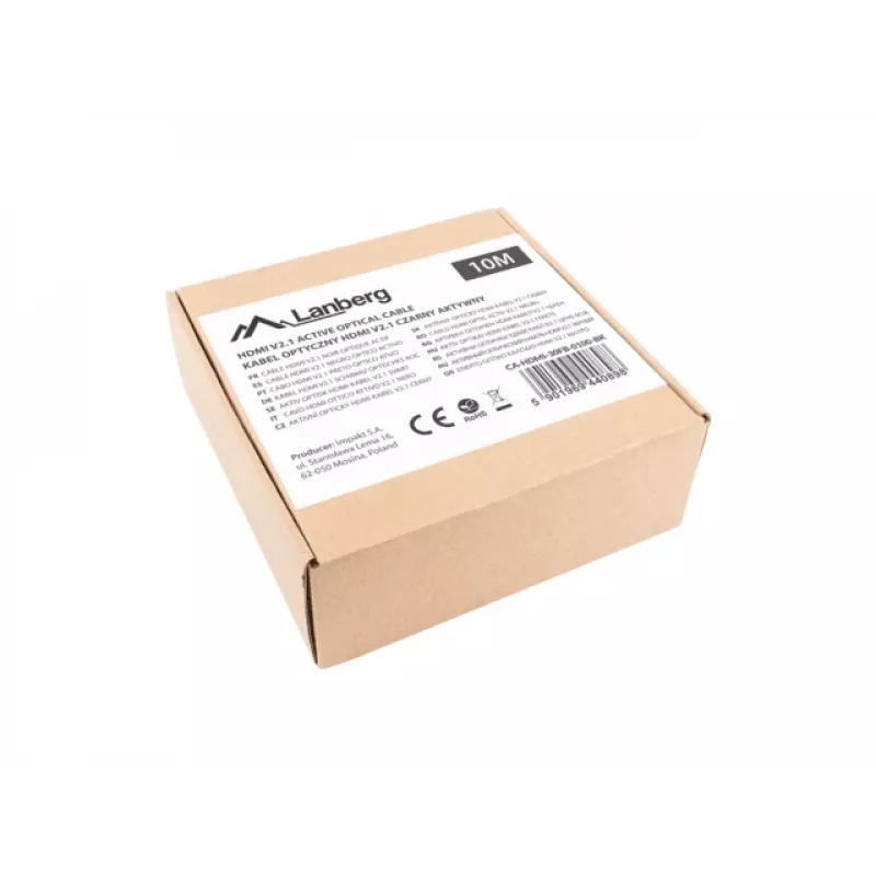 Kabel HDMI LANBERG CA-HDMI-30FB-0100-BK 10 m, HDMI Typ A 2.1, 48 Gbit/s, 144 Hz, HDR, ARC, Ethernet