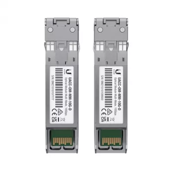 Moduł nadajnika sieciowego UBIQUITI UACC-OM-MM-10G-D-2, 10 Gbit/s, wielomodowy 850 nm, LC, zestaw 2 szt.