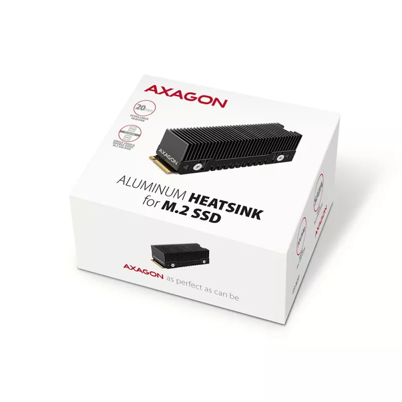 Axagon CLR-M2XT Aluminiowy pasywny radiator dla jednostronnych i dwustronnych dysków M.2 SSD rozmiar 2280, wysokość 24 mm