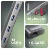 Axagon HMC-10HLS, hub USB 5Gbps, 4x USB-A, HDMI 4k/60Hz, RJ-45, SD/microSD, PD 100W