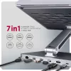 Axagon HMC-STND Wieloportowy hub USB-C 5 Gb/s i aluminiowa podstawka pod laptopa. HDMI 4K/60 Hz, GLAN, PD i 3 porty USB-A. Kabel USB-C 60 cm.