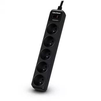 CyberPower Tracer III B0520SC0-FR listwa przeciwprzepięciowa Czarny 5 gniazd AC 200 - 250 V 1,8 m