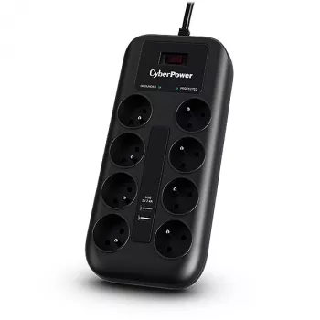 CyberPower Tracer III P0820SUF0-FR listwa przeciwprzepięciowa Czarny 8 gniazd AC 200–250 V 1,8 m