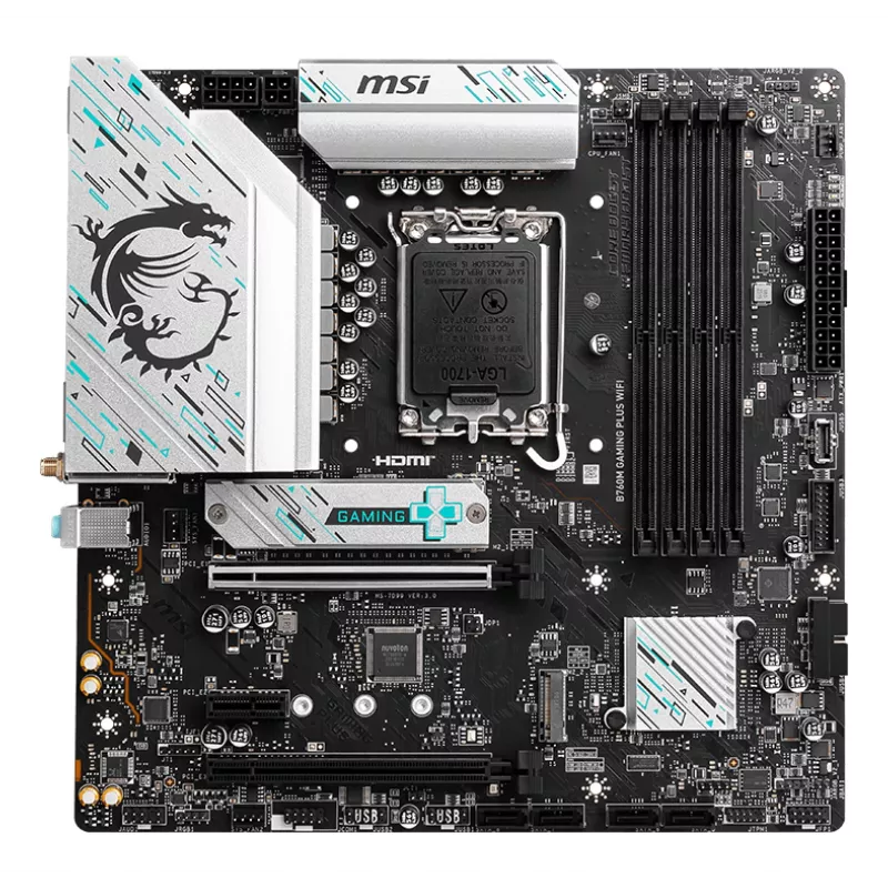 Płyta główna MSI B760M GAMING PLUS WIFI – Intel B760, LGA 1700, micro ATX, DDR5, 4 DIMM, Wi‑Fi 6E, LAN 2,5 Gb