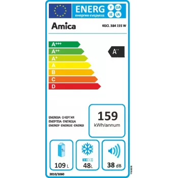 Amica KGCL 384 155 W Wolnostojąca Lodówka 157 L