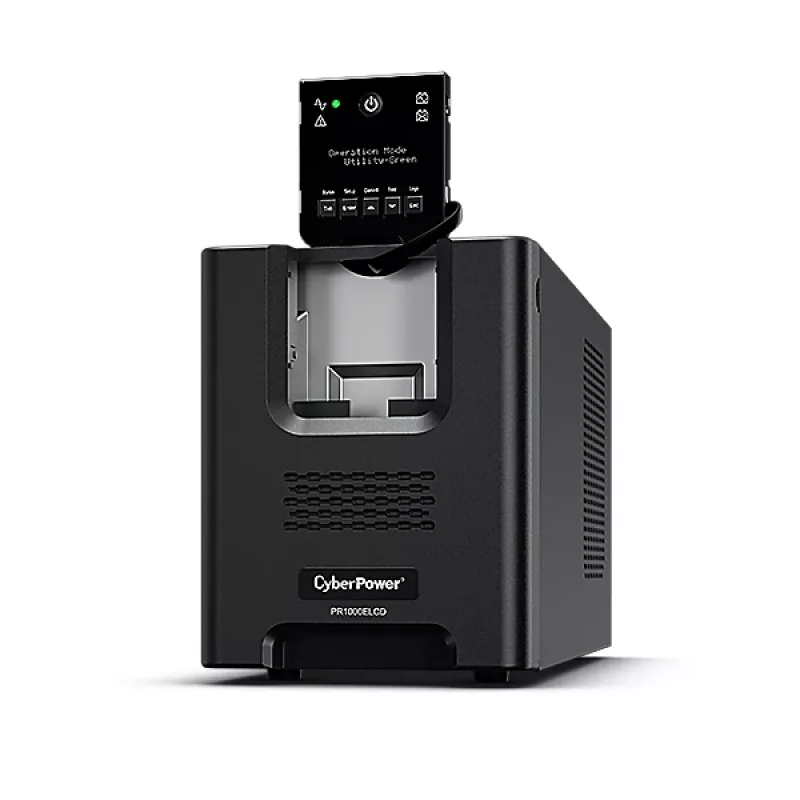 Zasilacz awaryjny CYBERPOWER PR1000ELCD — 1 kVA (900 W), Line-Interactive, czysta sinusoida, 8 gniazd C13, LCD, bateria wymieniana podczas pracy