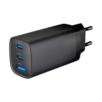 GEMBIRD USB Fast Charger - Type A & C 3-Port 65W, QC 3.0 & PowerDelivery, GaN - Czarny