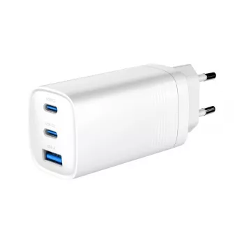 GEMBIRD USB Fast Charger - Type A & C 3-Port 65W, QC 3.0 & PowerDelivery, GaN - biały
