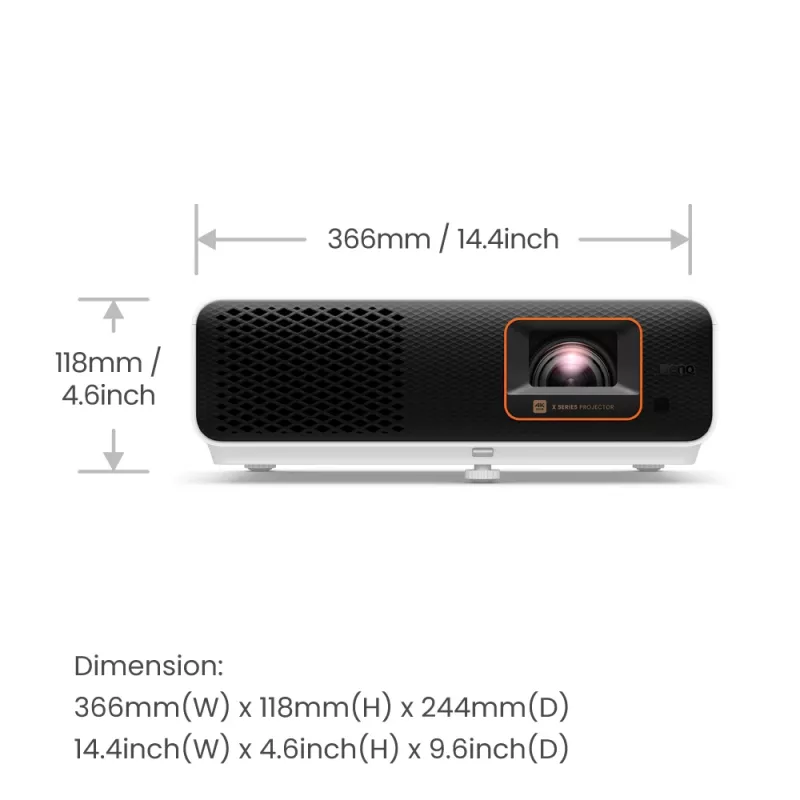 BenQ X500i Projektor o krótkim rzucie 2200 ANSI lumenów DLP UHD 4K (3840x2160) Czarny, Biały