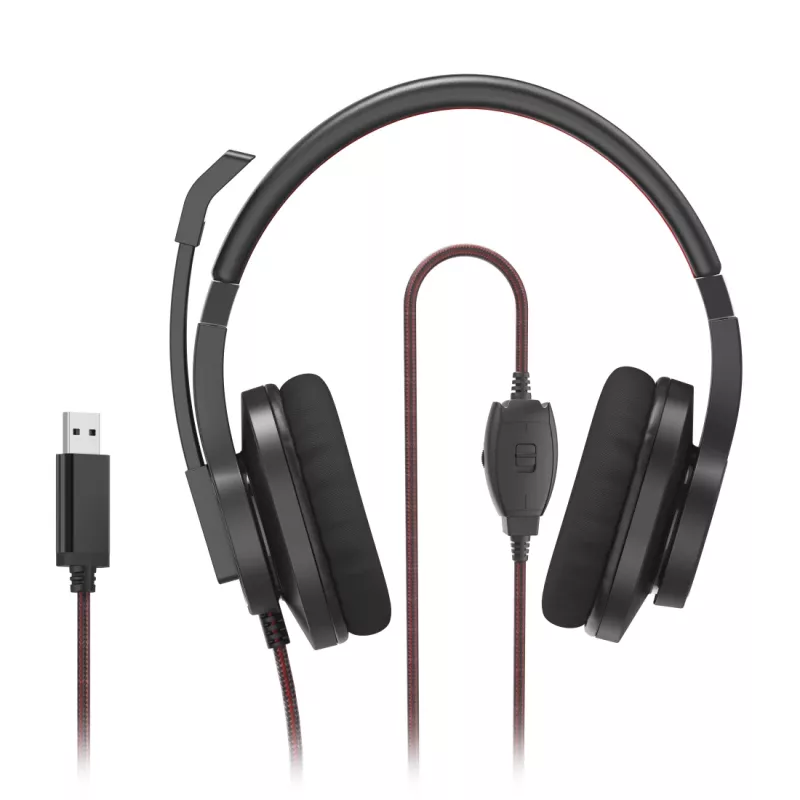 Hama HS-USB400 V2 Headset Wired Head-band Office/Call center USB Type-A Czarny, czerwony