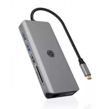 ICY BOX IB-DK4061-CPD Przewodowa stacja dokująca USB 3.2 Gen 1 (3.1 Gen 1) Type-C Szara