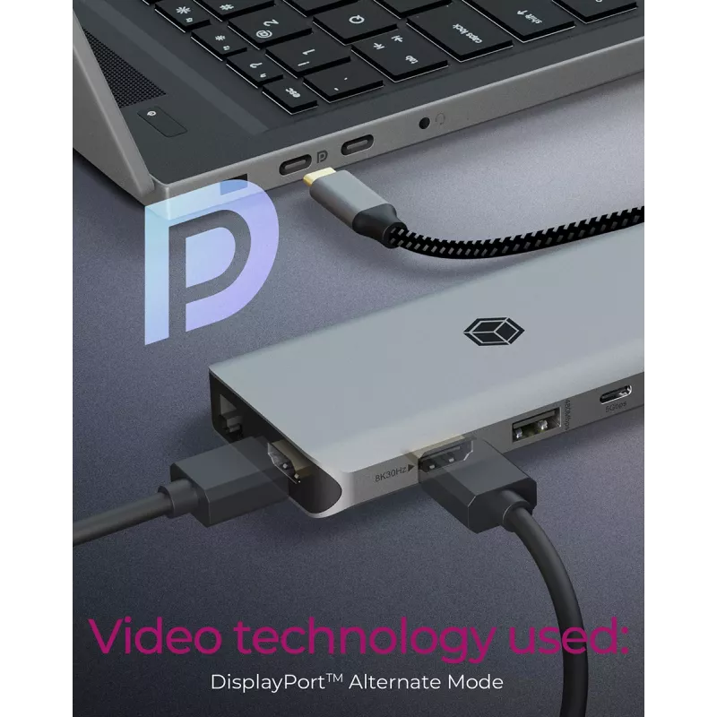 ICY BOX IB-DK4061-CPD Przewodowa stacja dokująca USB 3.2 Gen 1 (3.1 Gen 1) Type-C Szara