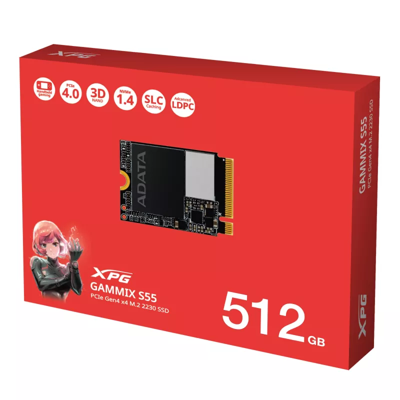 Wewnętrzny dysk SSD XPG SGAMMIXS55-512G-C 512 GB M.2 PCI Express 4.0 NVMe 3D NAND
