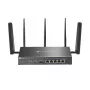 TP-Link Omada 4G+ Cat6 AX3000 Gigabitowy router VPN, Wi-Fi 6 (802.11ax), Dwupasmowy (2,4 GHz / 5 GHz), Ethernet LAN, 4G, Czarny, Router biurkowy/słupowy