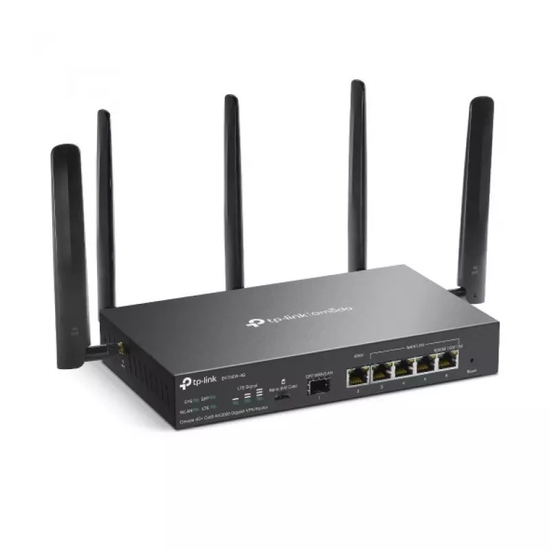 TP-Link Omada 4G+ Cat6 AX3000 Gigabitowy router VPN, Wi-Fi 6 (802.11ax), Dwupasmowy (2,4 GHz / 5 GHz), Ethernet LAN, 4G, Czarny, Router biurkowy/słupowy