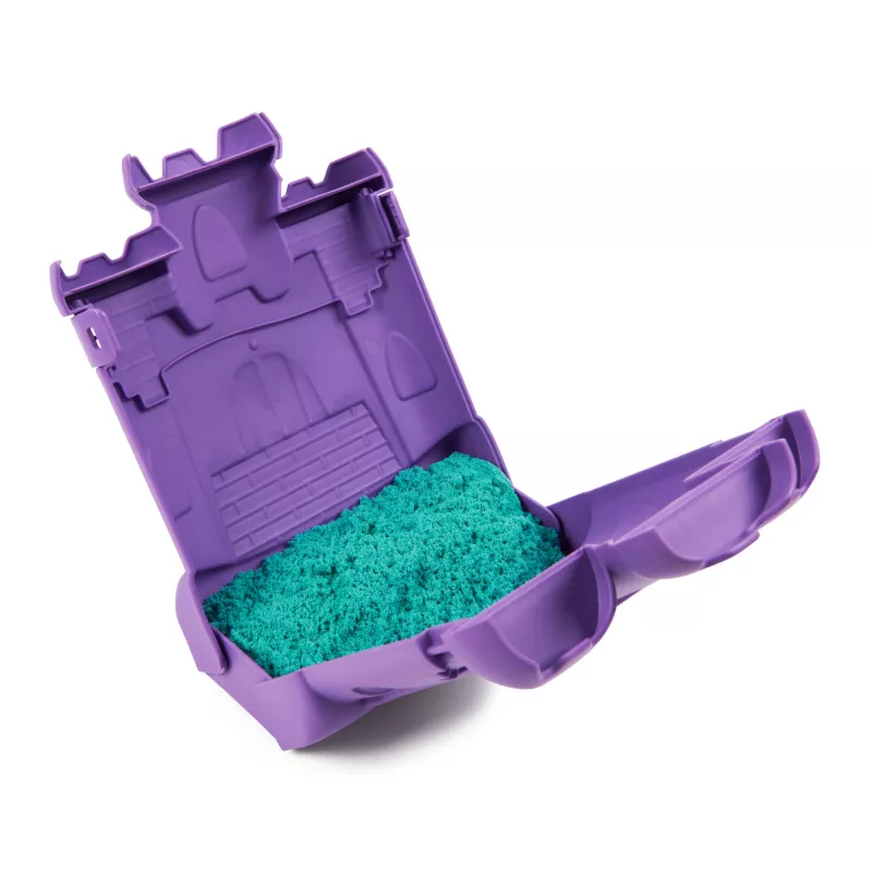 Kinetic Sand, Zamek w walizce z 1lb niebiesko-zielonego piasku do zabawy, pojemnik do przechowywania, zabawki sensoryczne dla dzieci od 3 lat