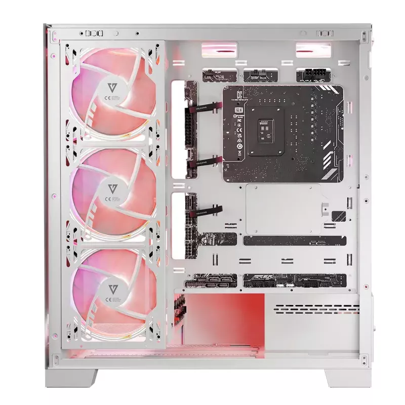PC Case MODECOM Volcano SPACE APEX ARGB MIDI Tower biały — stal, boczne okno, wentylatory ARGB, USB-C