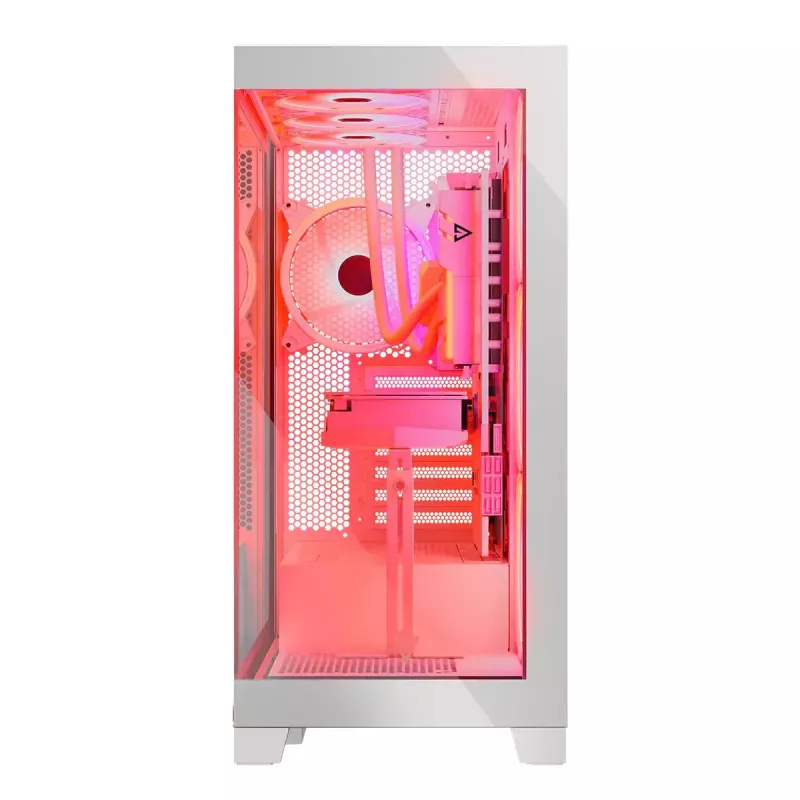 PC Case MODECOM Volcano SPACE APEX ARGB MIDI Tower biały — stal, boczne okno, wentylatory ARGB, USB-C