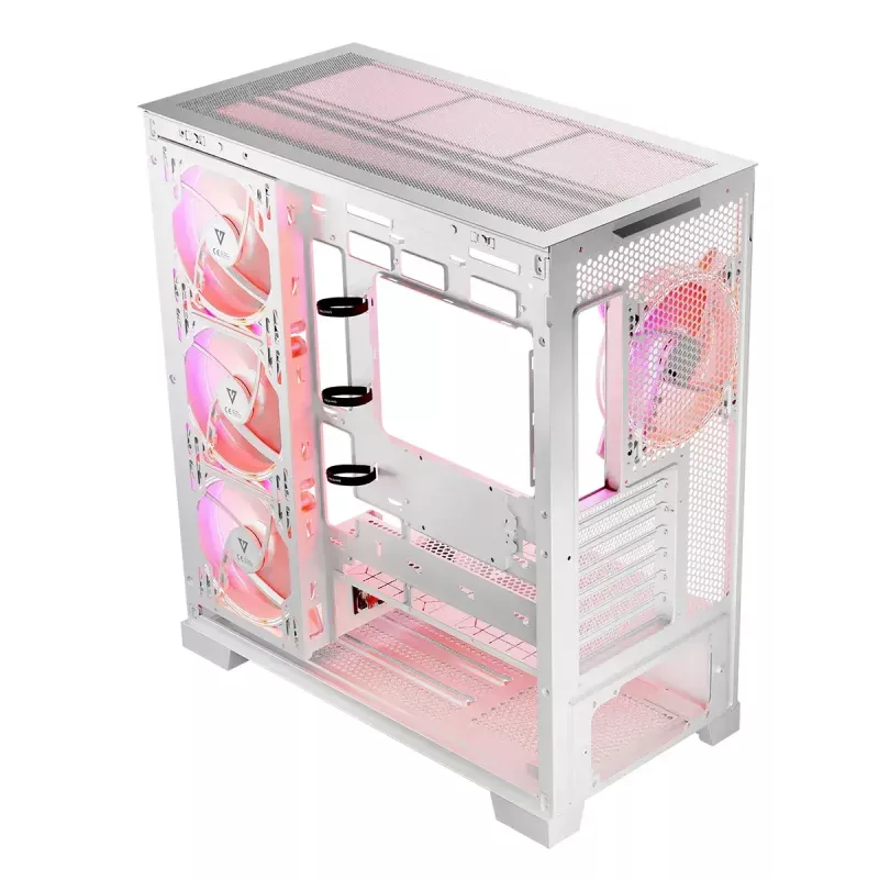 PC Case MODECOM Volcano SPACE APEX ARGB MIDI Tower biały — stal, boczne okno, wentylatory ARGB, USB-C