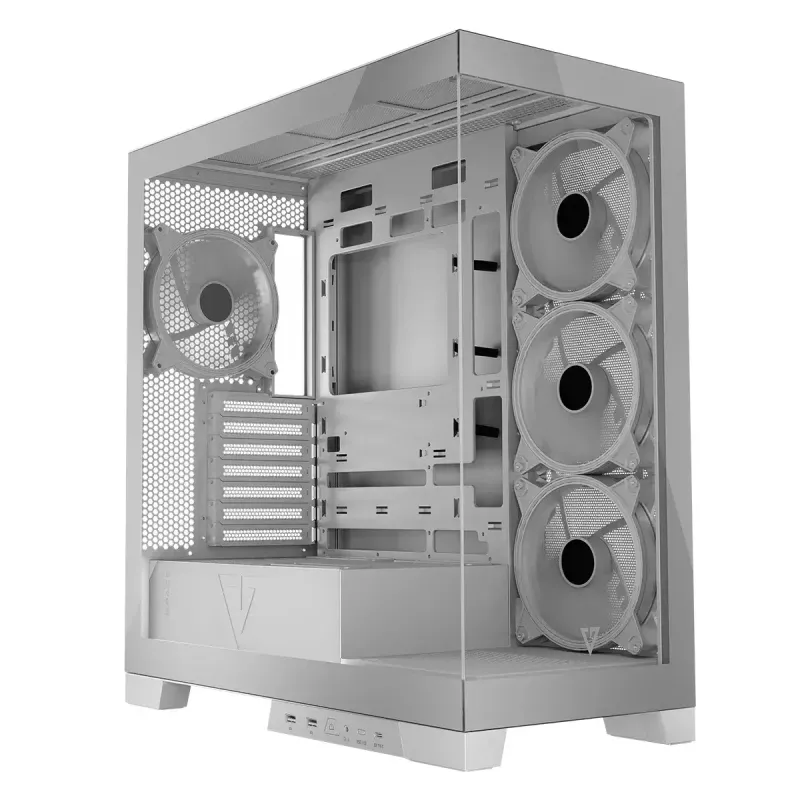 PC Case MODECOM Volcano SPACE APEX ARGB MIDI Tower biały — stal, boczne okno, wentylatory ARGB, USB-C