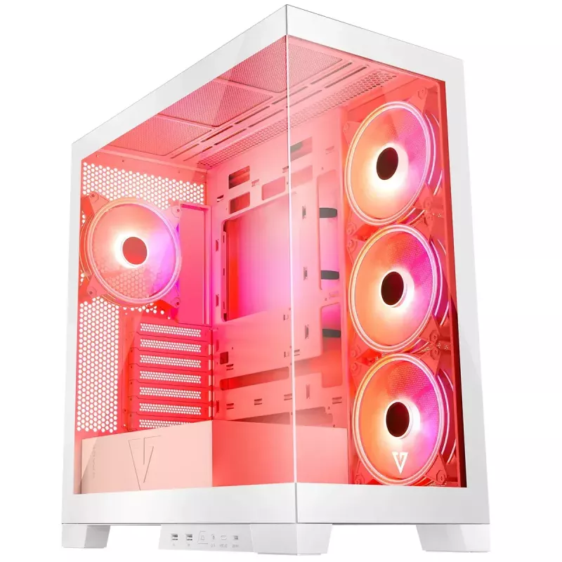 PC Case MODECOM Volcano SPACE APEX ARGB MIDI Tower biały — stal, boczne okno, wentylatory ARGB, USB-C