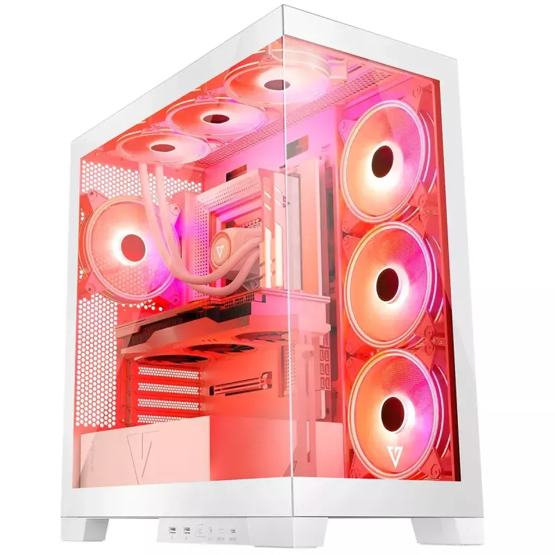 PC Case MODECOM Volcano SPACE APEX ARGB MIDI Tower biały — stal, boczne okno, wentylatory ARGB, USB-C