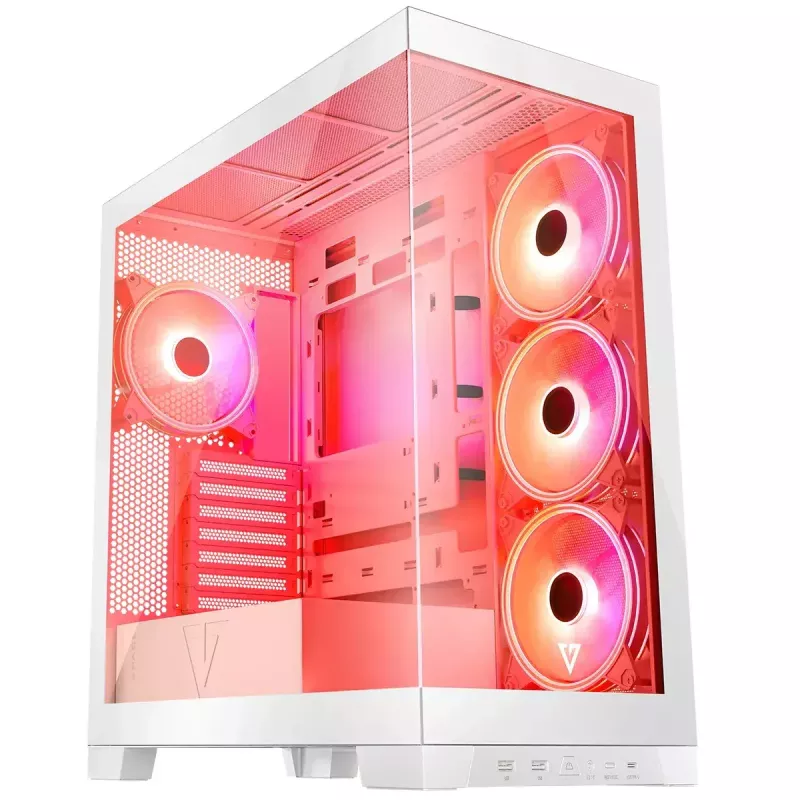 PC Case MODECOM Volcano SPACE APEX ARGB MIDI Tower biały — stal, boczne okno, wentylatory ARGB, USB-C