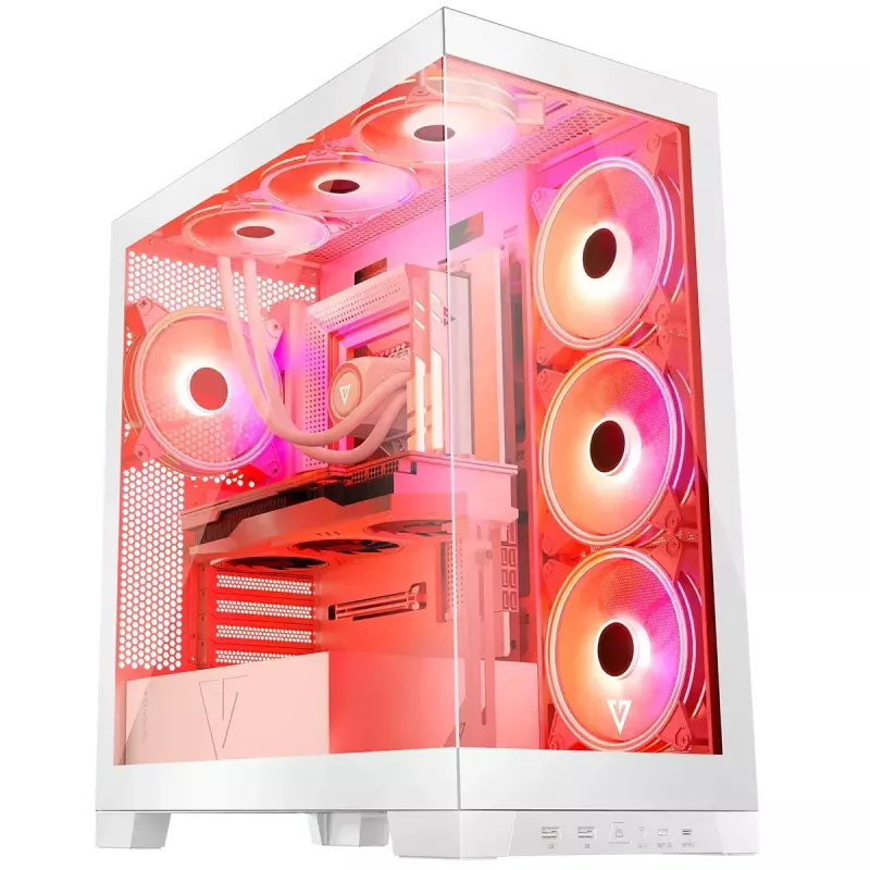 PC Case MODECOM Volcano SPACE APEX ARGB MIDI Tower biały — stal, boczne okno, wentylatory ARGB, USB-C