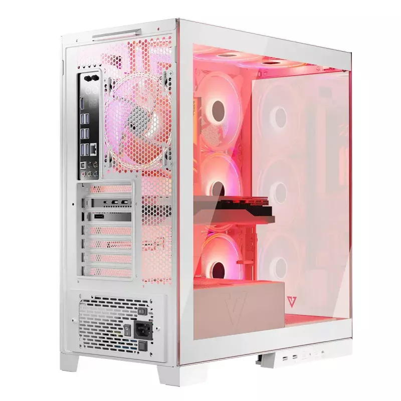 PC Case MODECOM Volcano SPACE APEX ARGB MIDI Tower biały — stal, boczne okno, wentylatory ARGB, USB-C