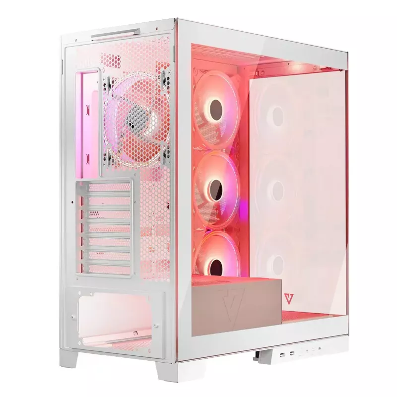 PC Case MODECOM Volcano SPACE APEX ARGB MIDI Tower biały — stal, boczne okno, wentylatory ARGB, USB-C