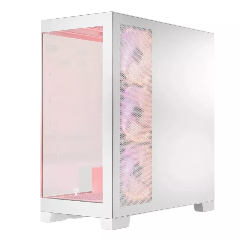 PC Case MODECOM Volcano SPACE APEX ARGB MIDI Tower biały — stal, boczne okno, wentylatory ARGB, USB-C